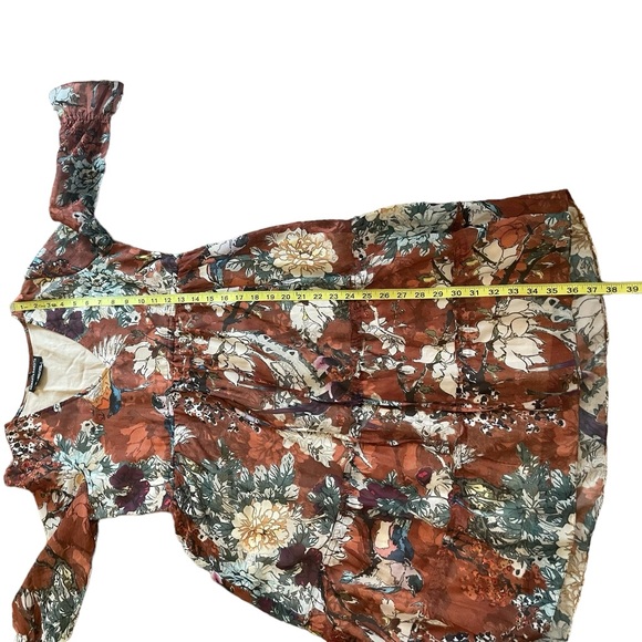 Hemant & Nandita ANTHROPOLOGIE Zeri Brown Floral Tiered Peasant Dress - Picture 16 of 16